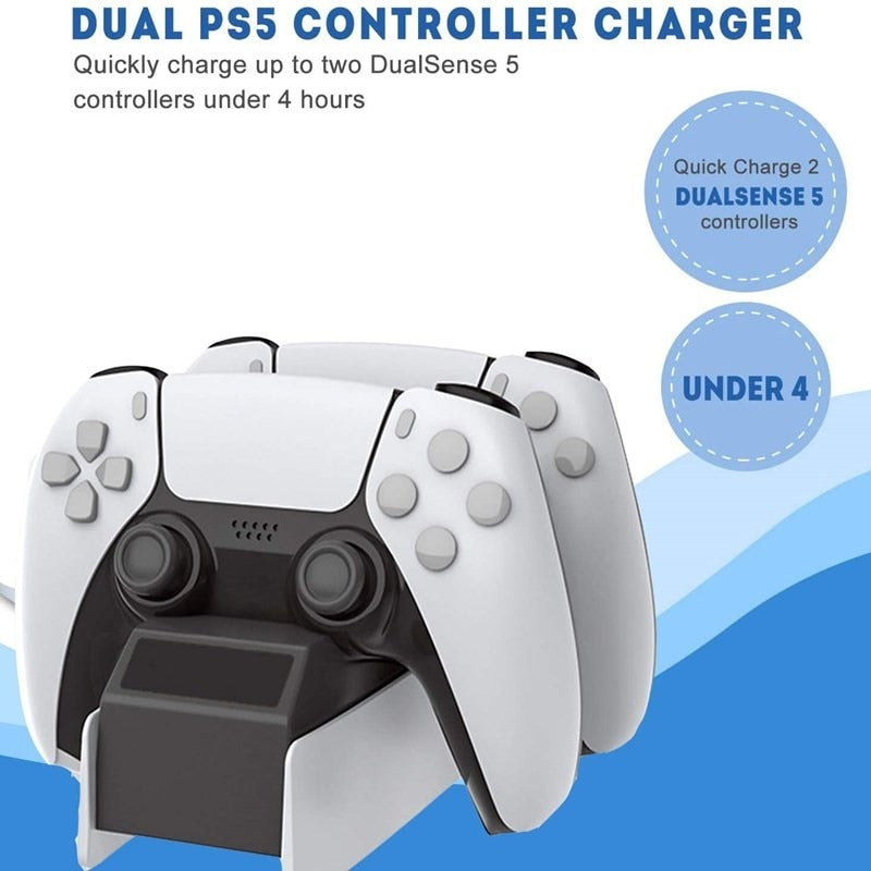 PS5 Controller Charger, PS5 Controller Charging Station Dock, Fast Dual  Charging for Dualsense, Playstation 5 Controller with Wireless Controller